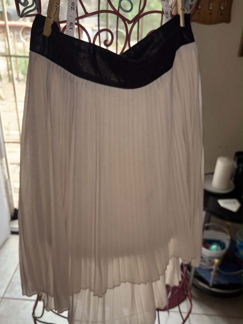 Romeo & Juliet Couture Cream Pleated Skirt with Black Waistband